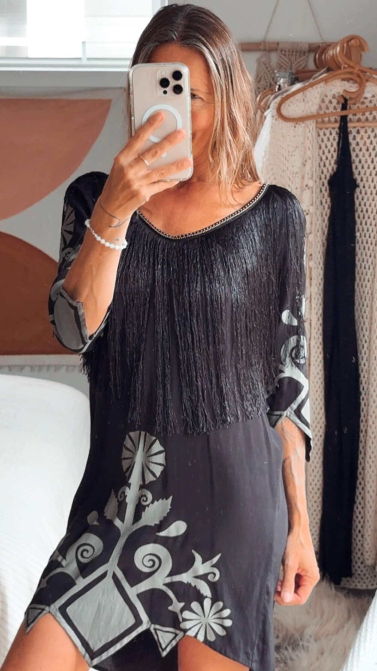 SPELL & THE GYPSY COLLECTIVE // Wild Horses Fringe Dress // Black // Size 8