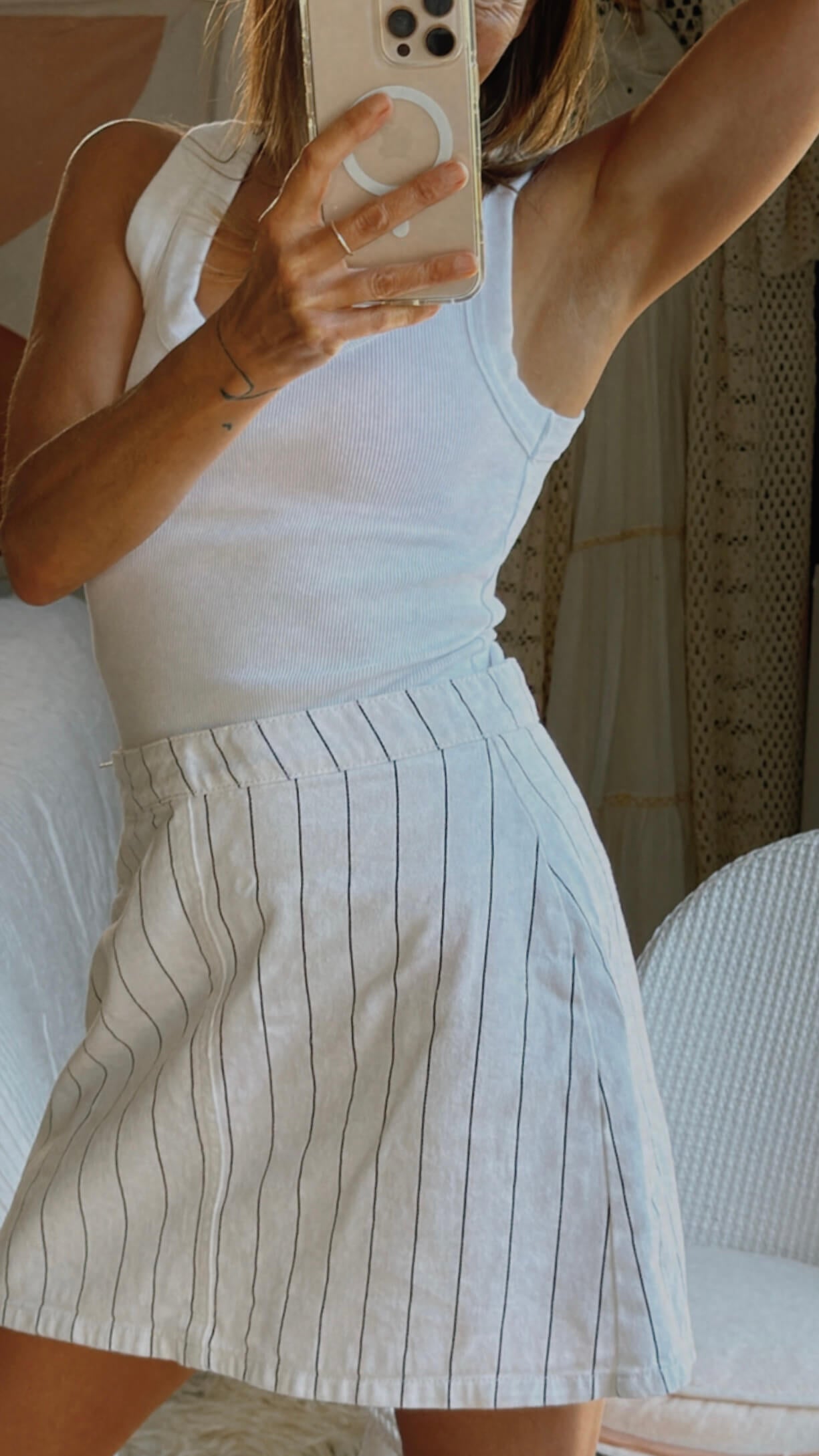 COTTON ON // A-line Mini Skirt // Black/White Pinstripe // Size 8