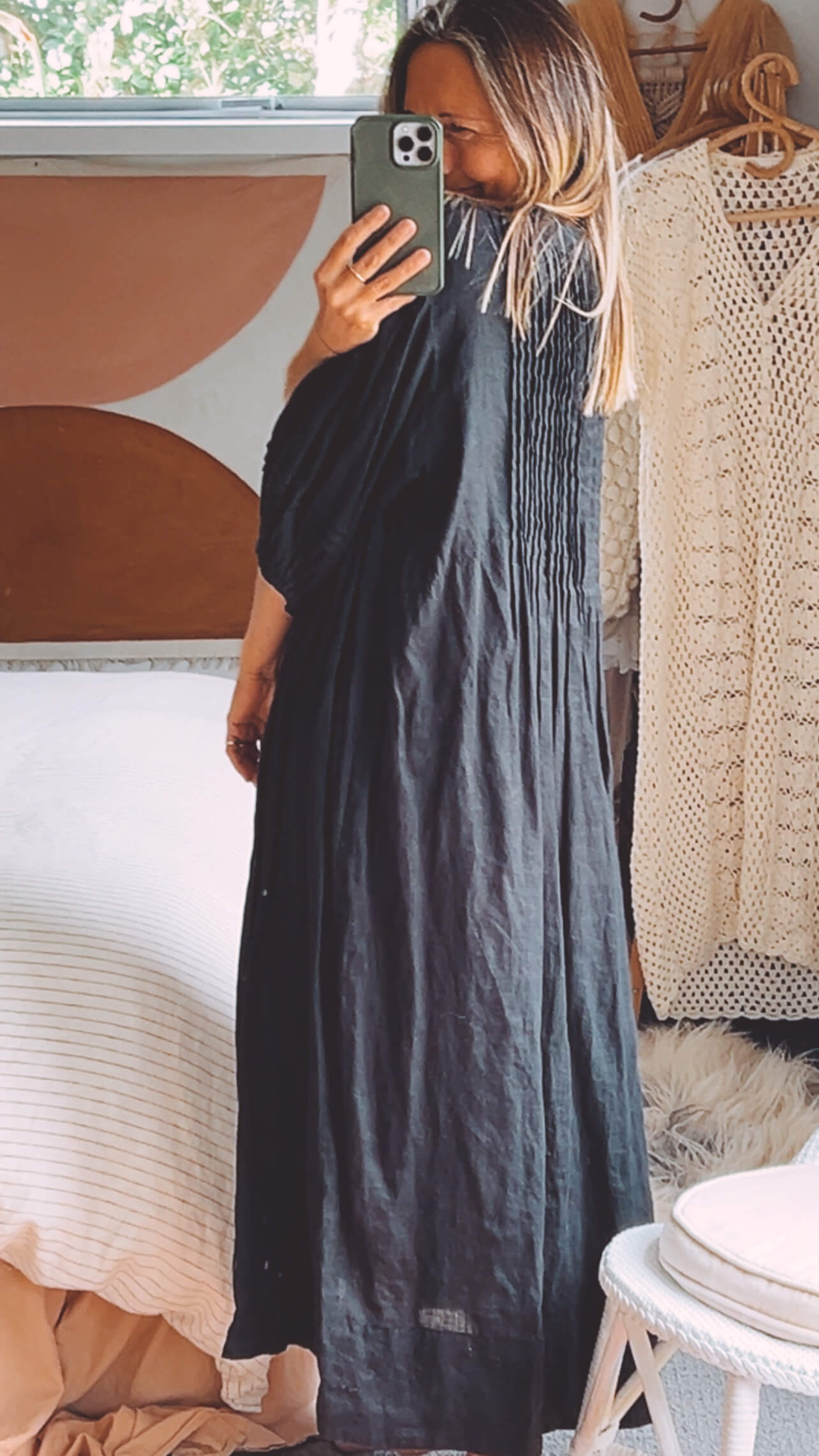 Fabrik Black Linen Maxi Dress // XL