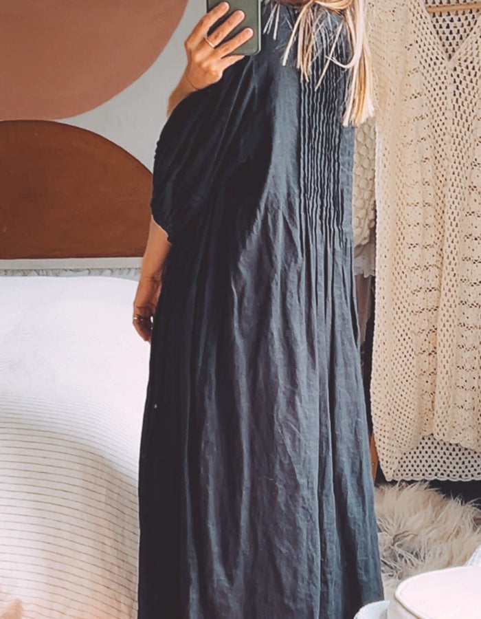 Fabrik Black Linen Maxi Dress // XL