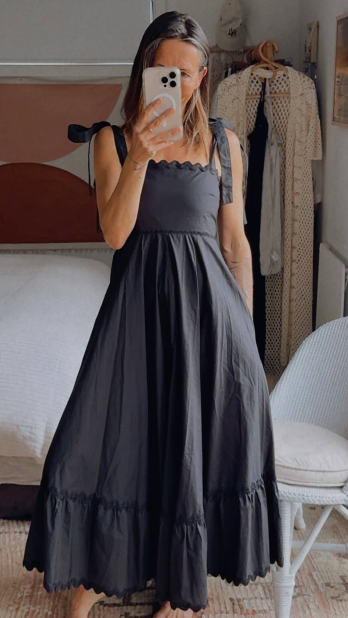 HAVEN // Brasilia Tie Maxi Dress // Black // SMALL