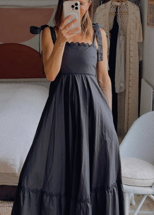 HAVEN // Brasilia Tie Maxi Dress // Black // SMALL