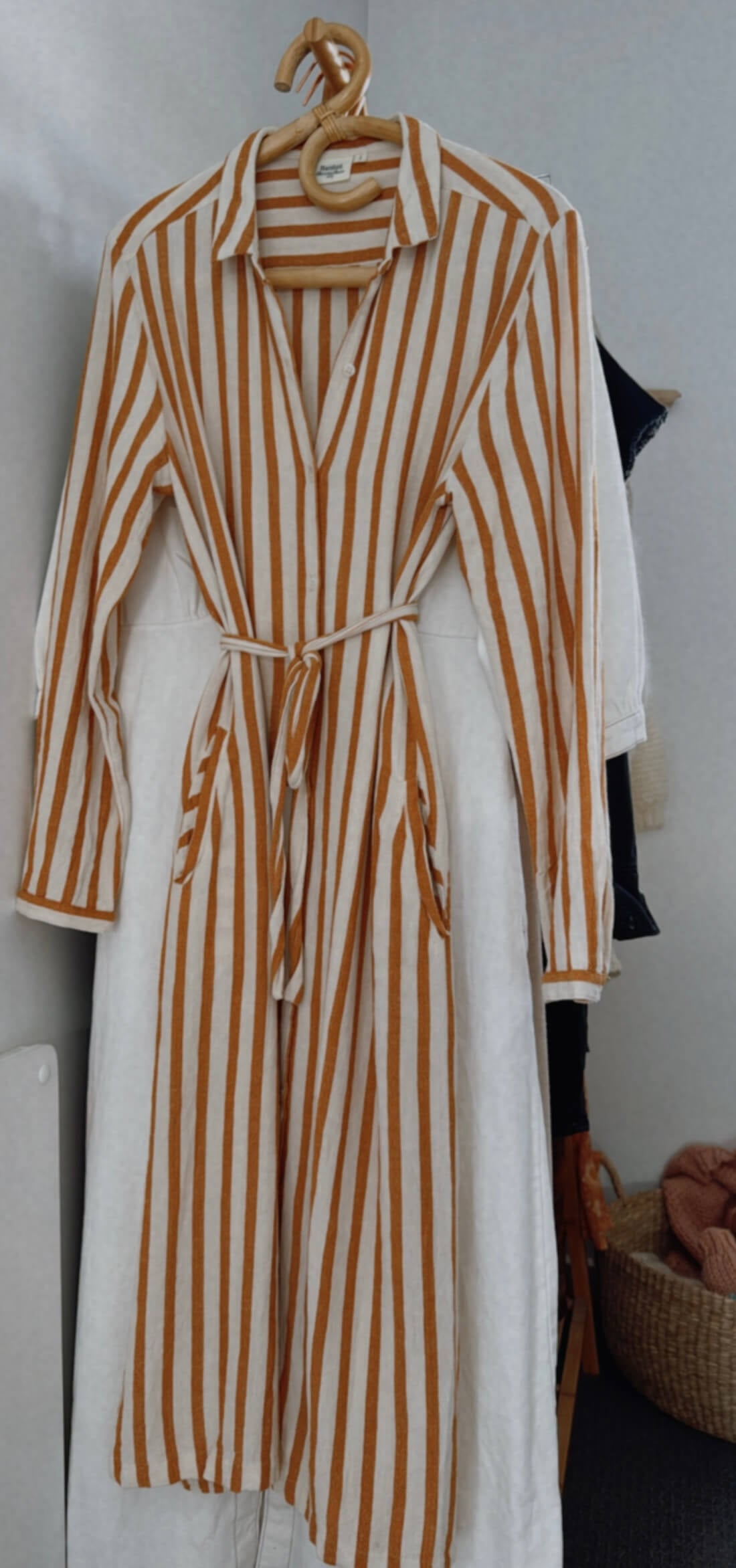HARTFORD (France) // Striped Shirt Dress // Terracotta/Cream // Small (8-10)