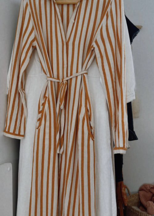 HARTFORD (France) // Striped Shirt Dress // Terracotta/Cream // Small (8-10)