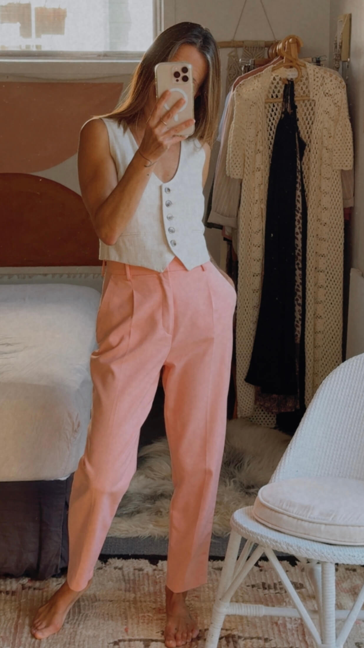 ZARA // High Waisted Tailored Pants // Coral // XS