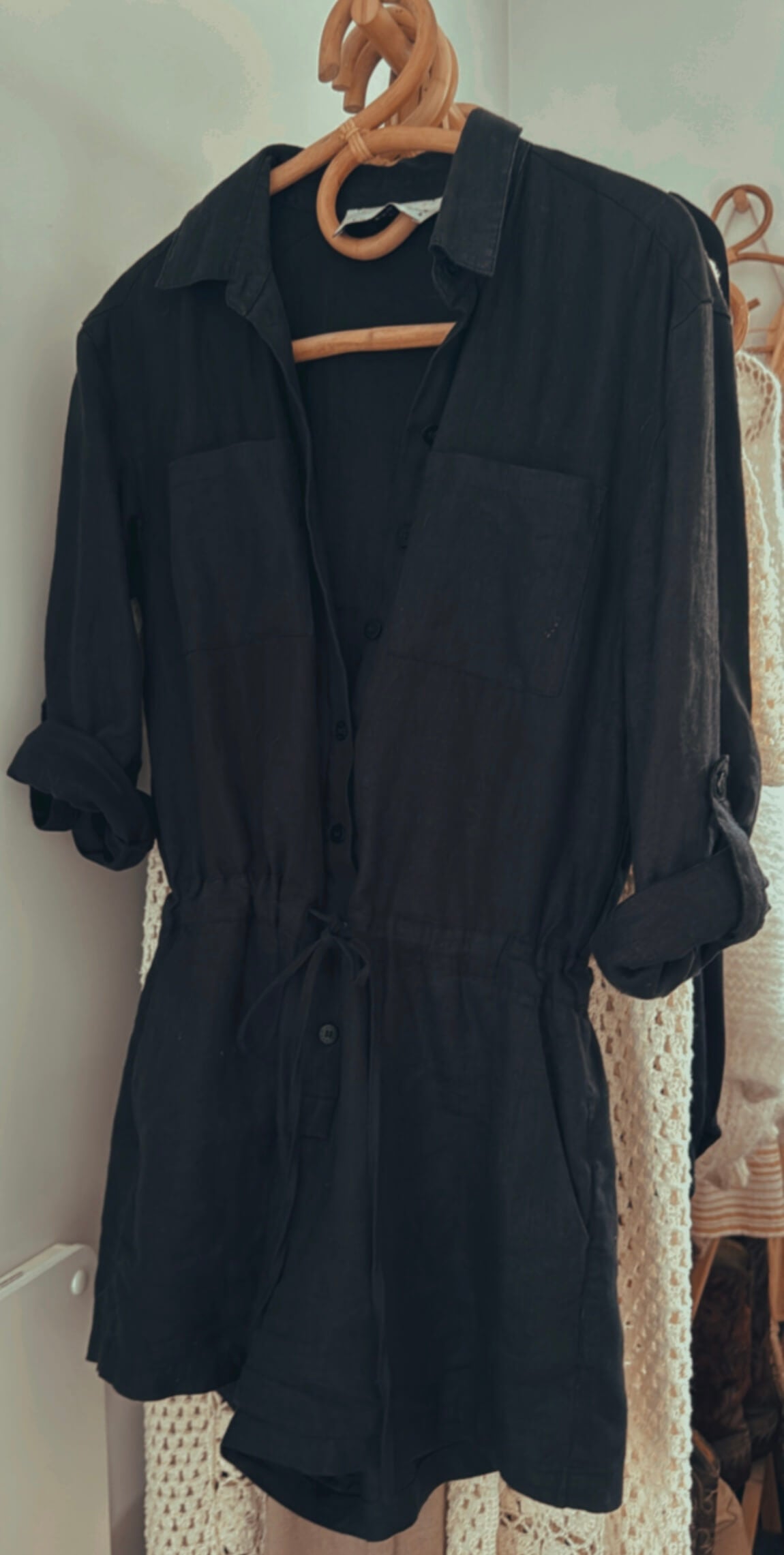 DECJUBA Black Linen Romper // Small