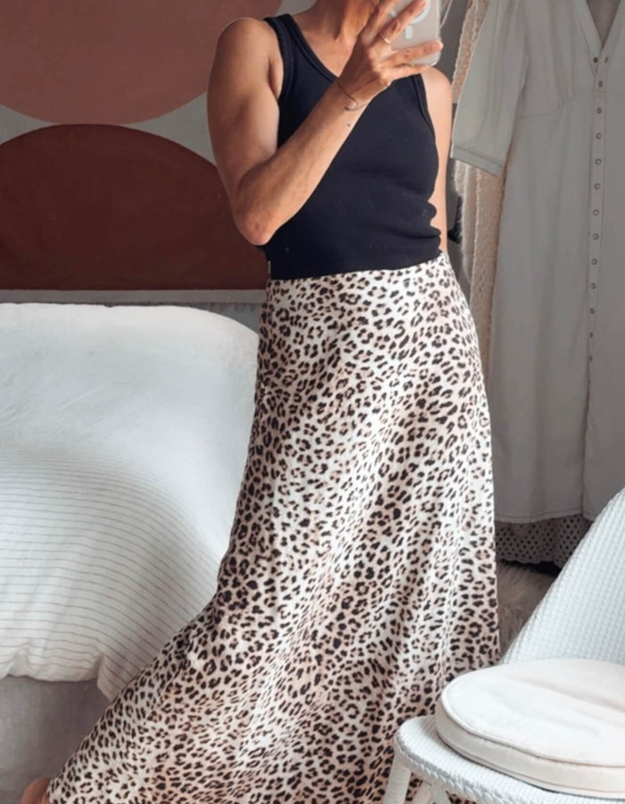 COTTON ON // Linen Blend Maxi Skirt // Animal Print // Size 6