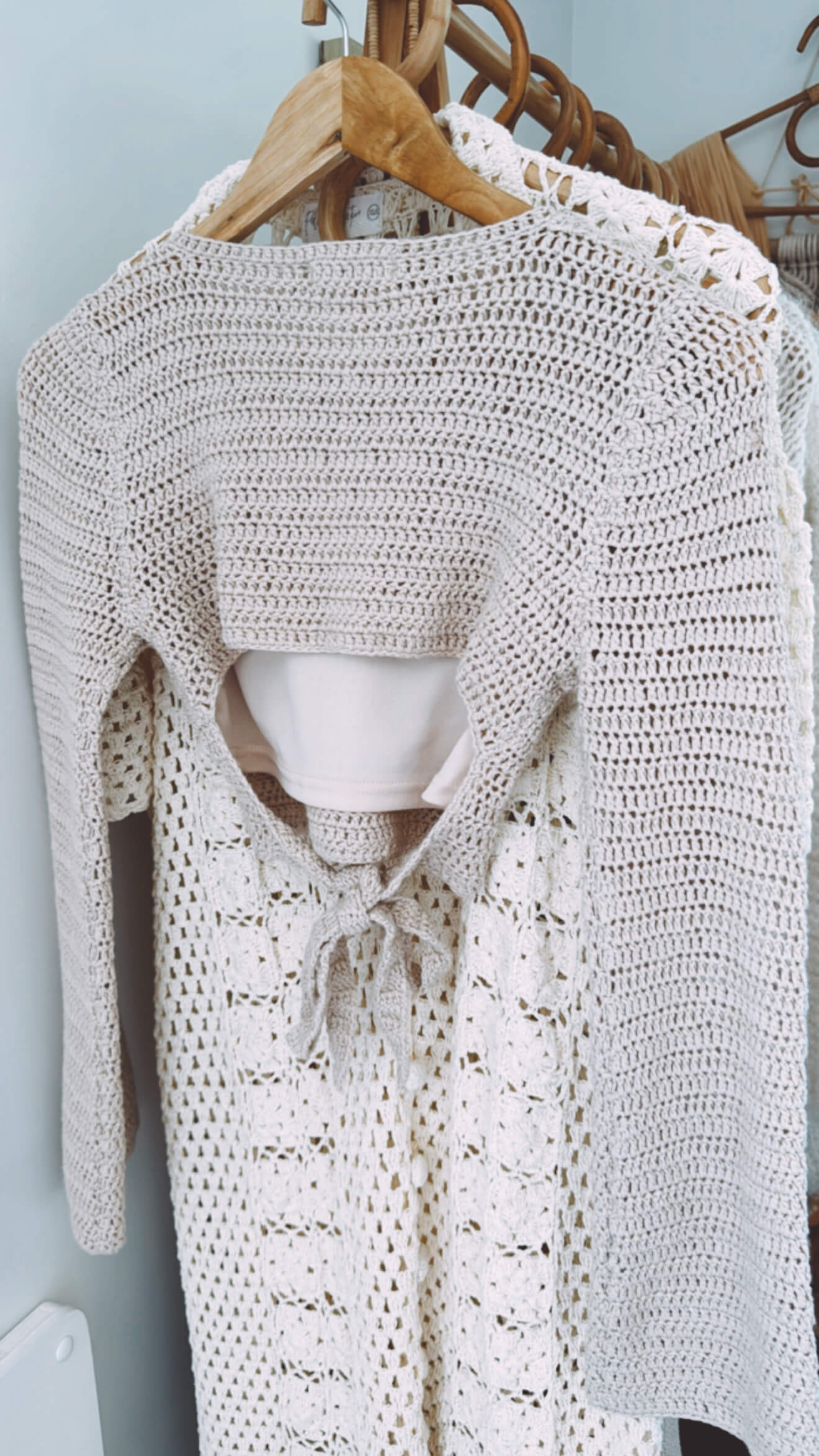 Crochet Cropped Jersey Top // Oatmeal // Small