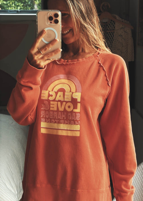 TECHSTYLES - A CALIFORNIA COMPANY Peace Love Sweatshirt // Orange // XL