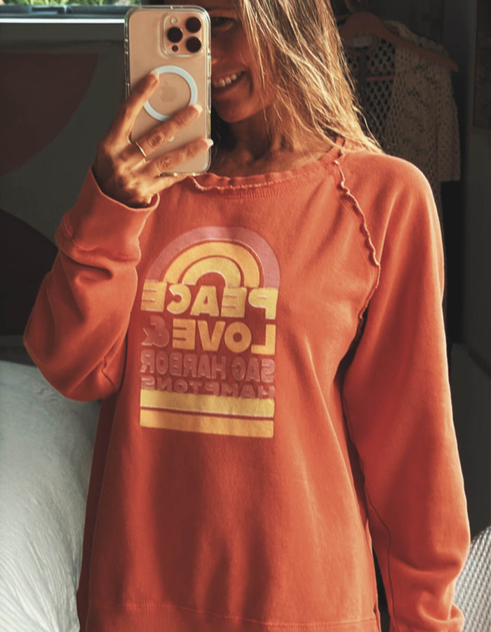 TECHSTYLES - A CALIFORNIA COMPANY Peace Love Sweatshirt // Orange // XL