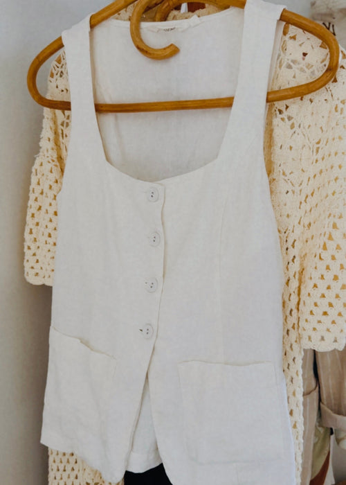 GLASSONS // Linen Vest // Size 8