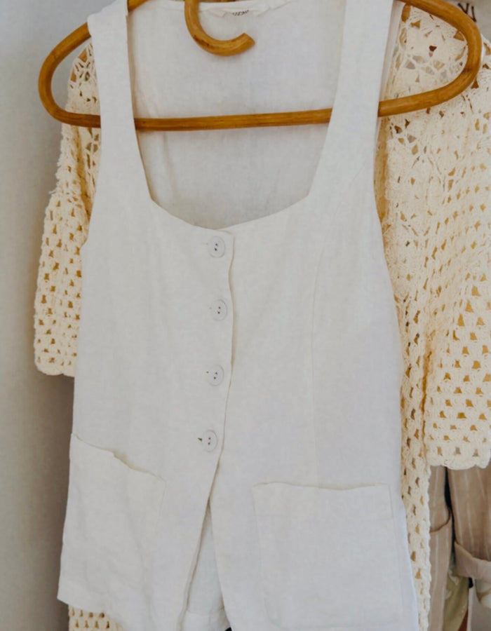 GLASSONS // Linen Vest // Size 8
