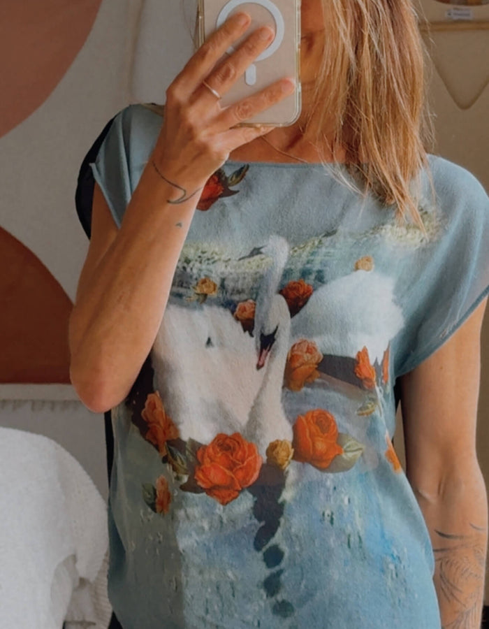 SHERYL MAY // Black Swan Silk Top // MEDIUM
