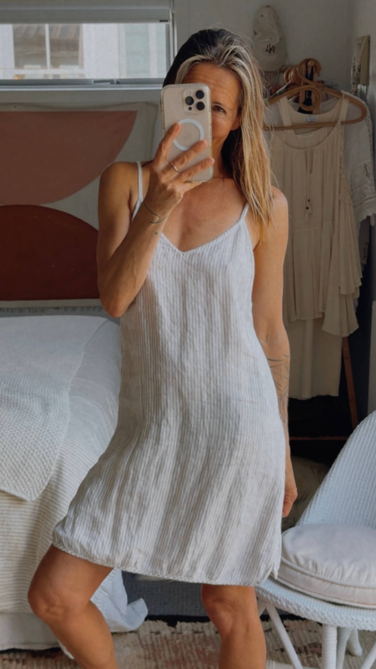CITTA // Linen Slip // Grey Striped // S/M