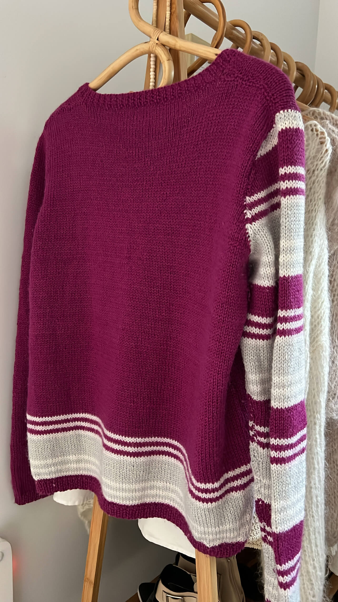 Fuschia Striped Woollen Cardi // Small