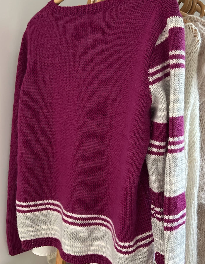 Fuschia Striped Woollen Cardi // Small