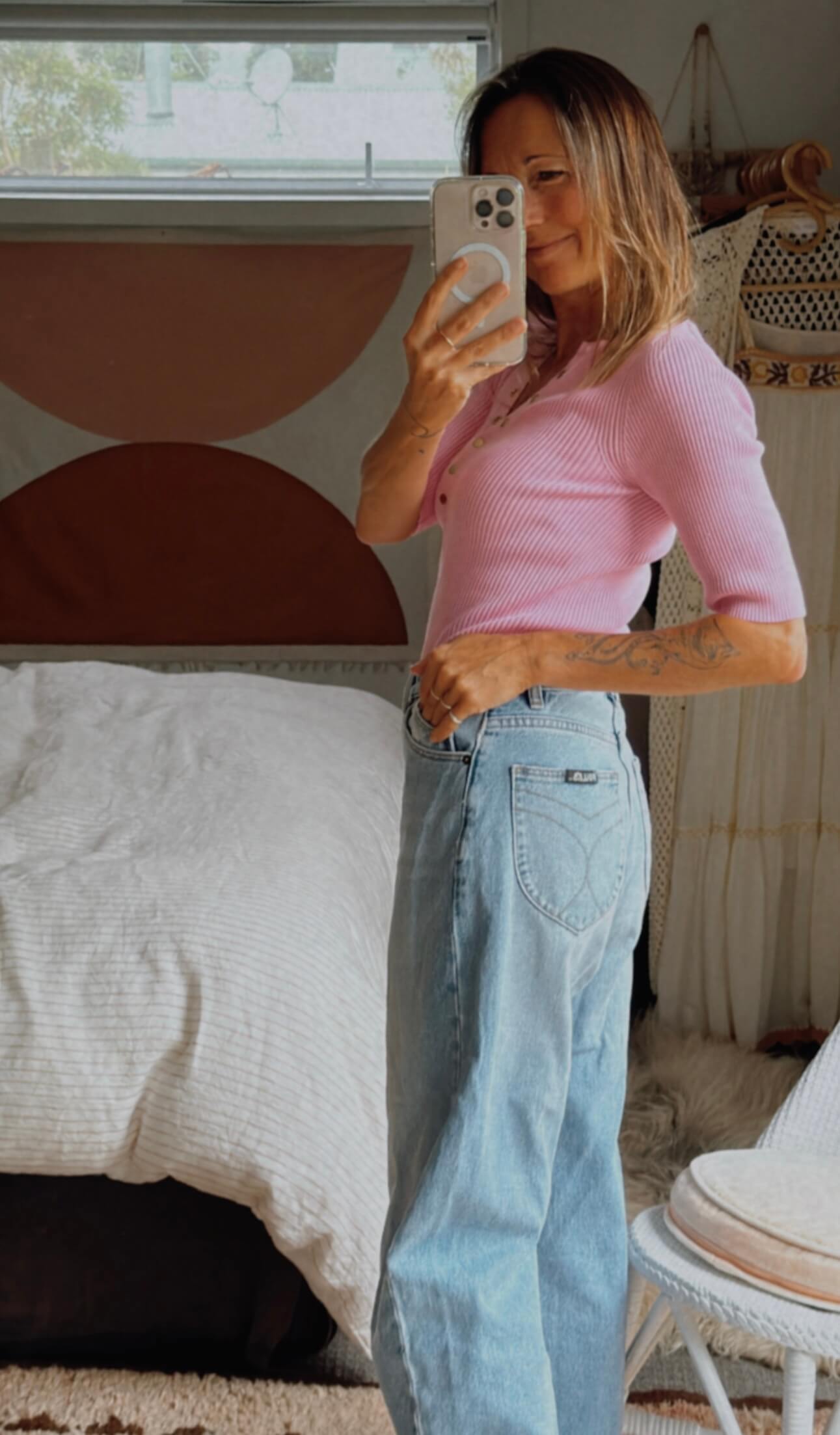 DECJUBA // Pink Ribbed Tee // Small