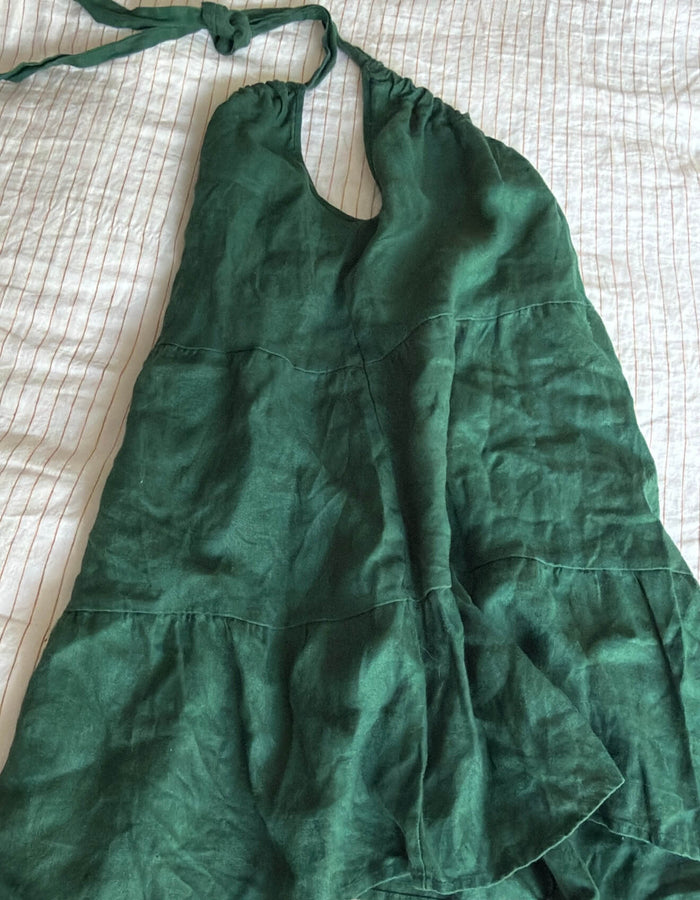 AERE // Linen Halter Dress // Green // Size 6