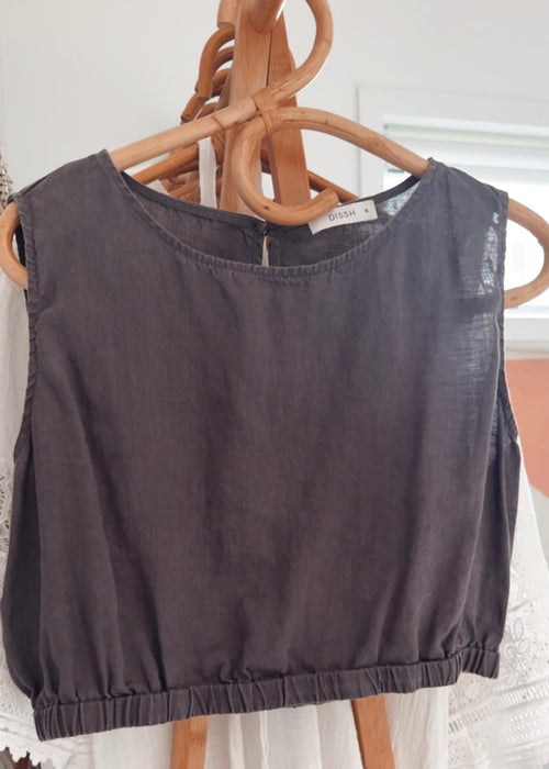 DISSH // Dylan Ink Linen Crop Top // S/M