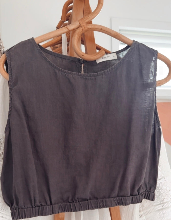 DISSH // Dylan Ink Linen Crop Top // S/M