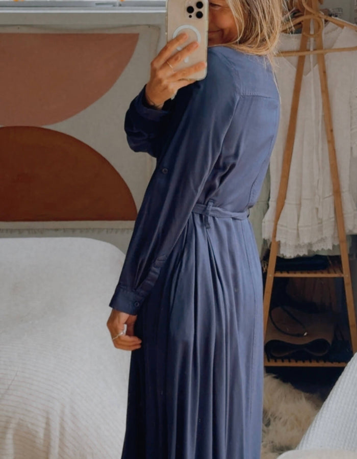 HEINE // Navy Midi Shirt Dress // M/L