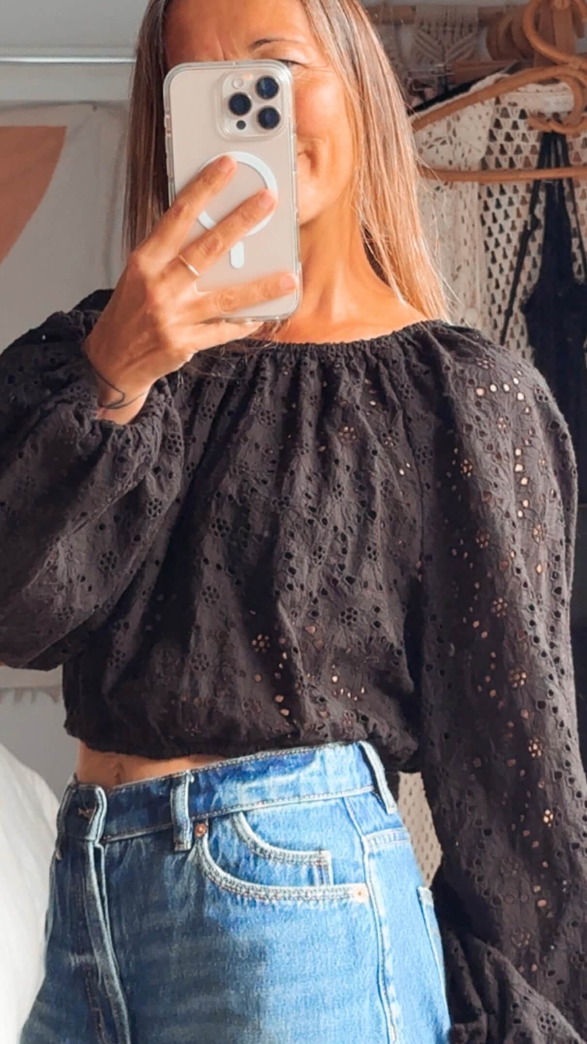 & OTHER STORIES // Broderie Anglaise Balloon Blouse // S/M