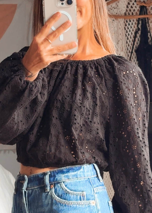 & OTHER STORIES // Broderie Anglaise Balloon Blouse // S/M