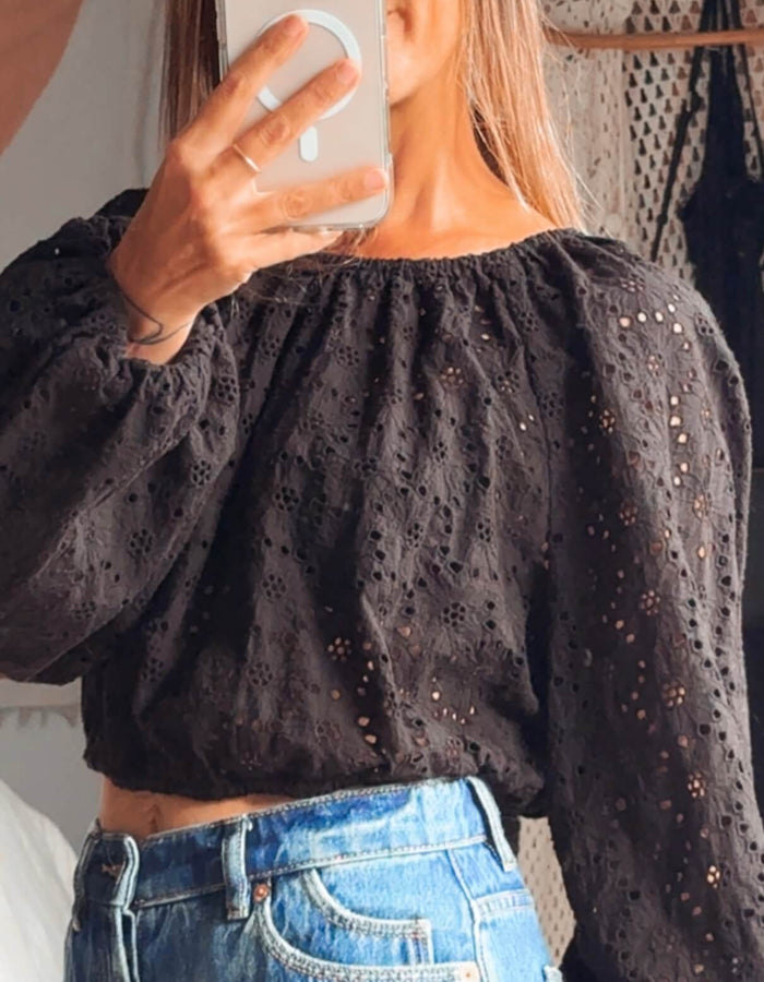 & OTHER STORIES // Broderie Anglaise Balloon Blouse // S/M