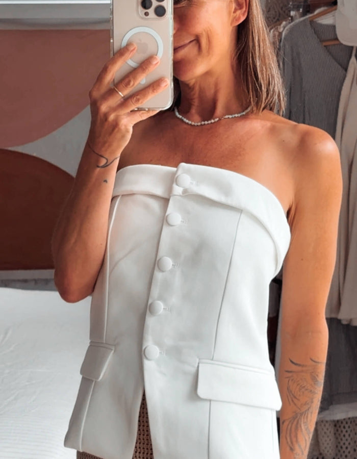 PRINCESS POLLY // Change It Up Strapless Top // White // S/M