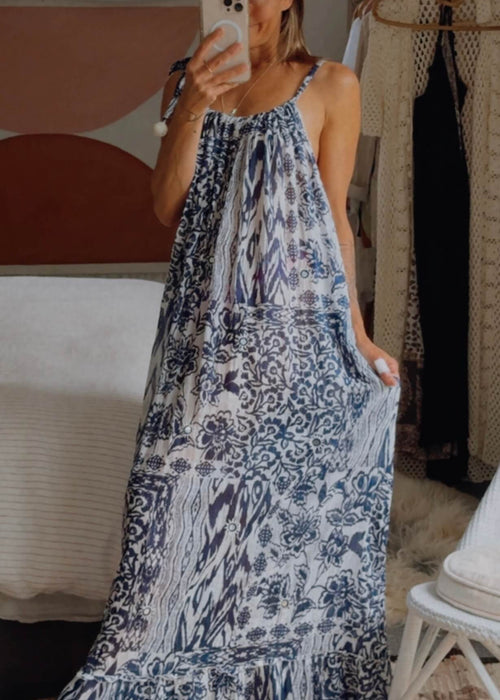STELLA + GEMMA // Grecian Cotton Maxi // Navy/white // Small