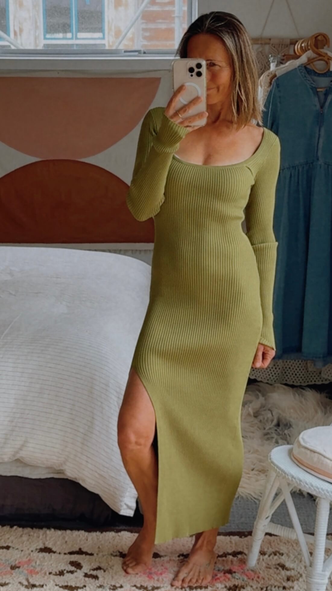 GLASSONS // Rib Knit Dress // Army Green // Small