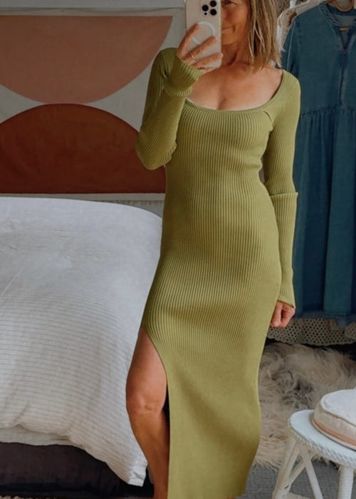 GLASSONS // Rib Knit Dress // Army Green // Small