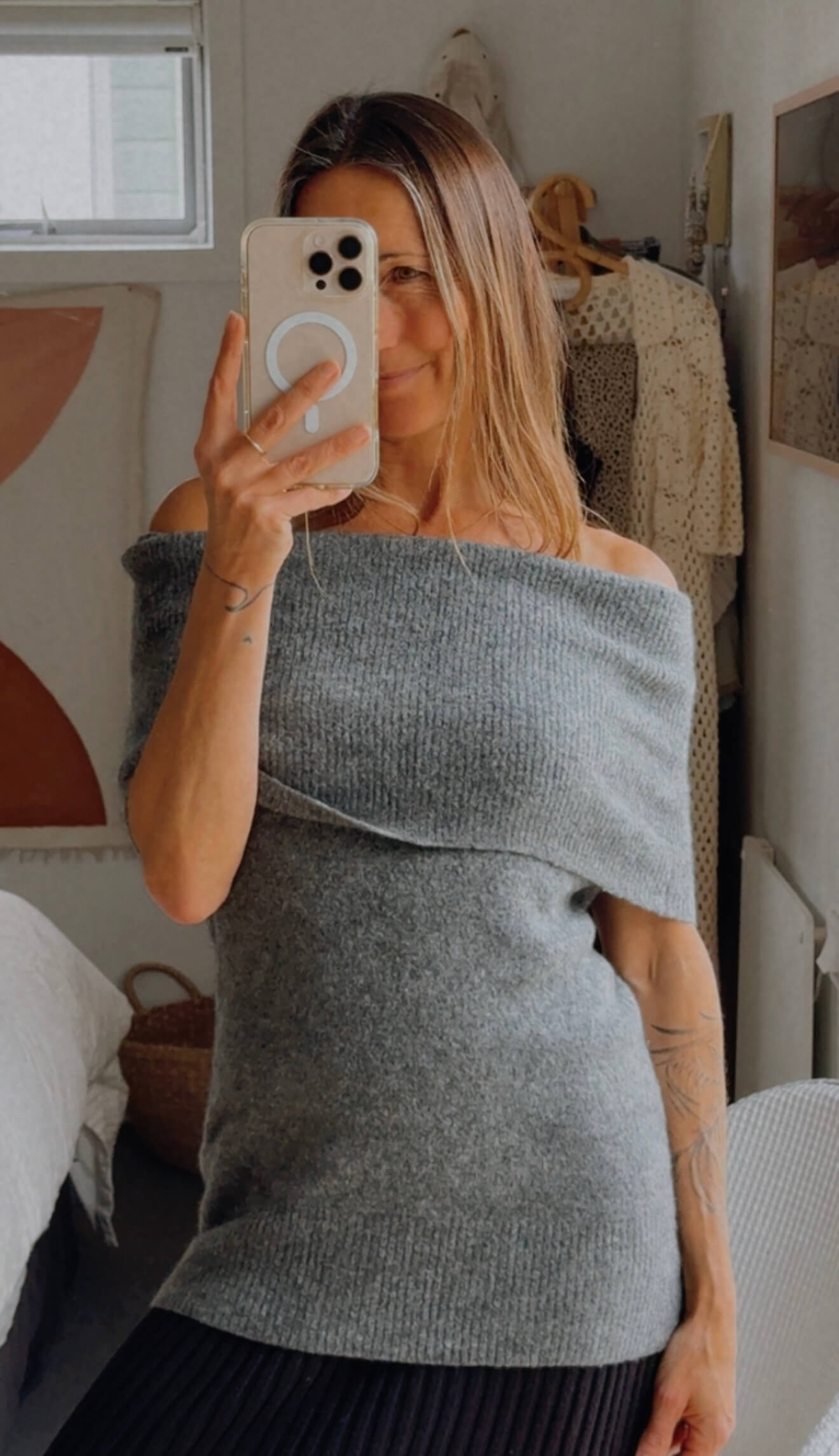 COUNTRY ROAD // OFF THE SHOULDER TANK // GREY MARLE WOOL/YAK // XS