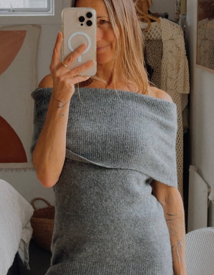 COUNTRY ROAD // OFF THE SHOULDER TANK // GREY MARLE WOOL/YAK // XS