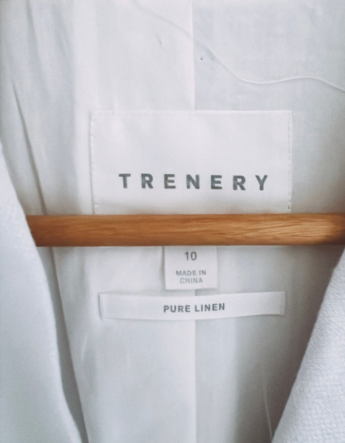 TRENERY White Linen Blazer // Size 10