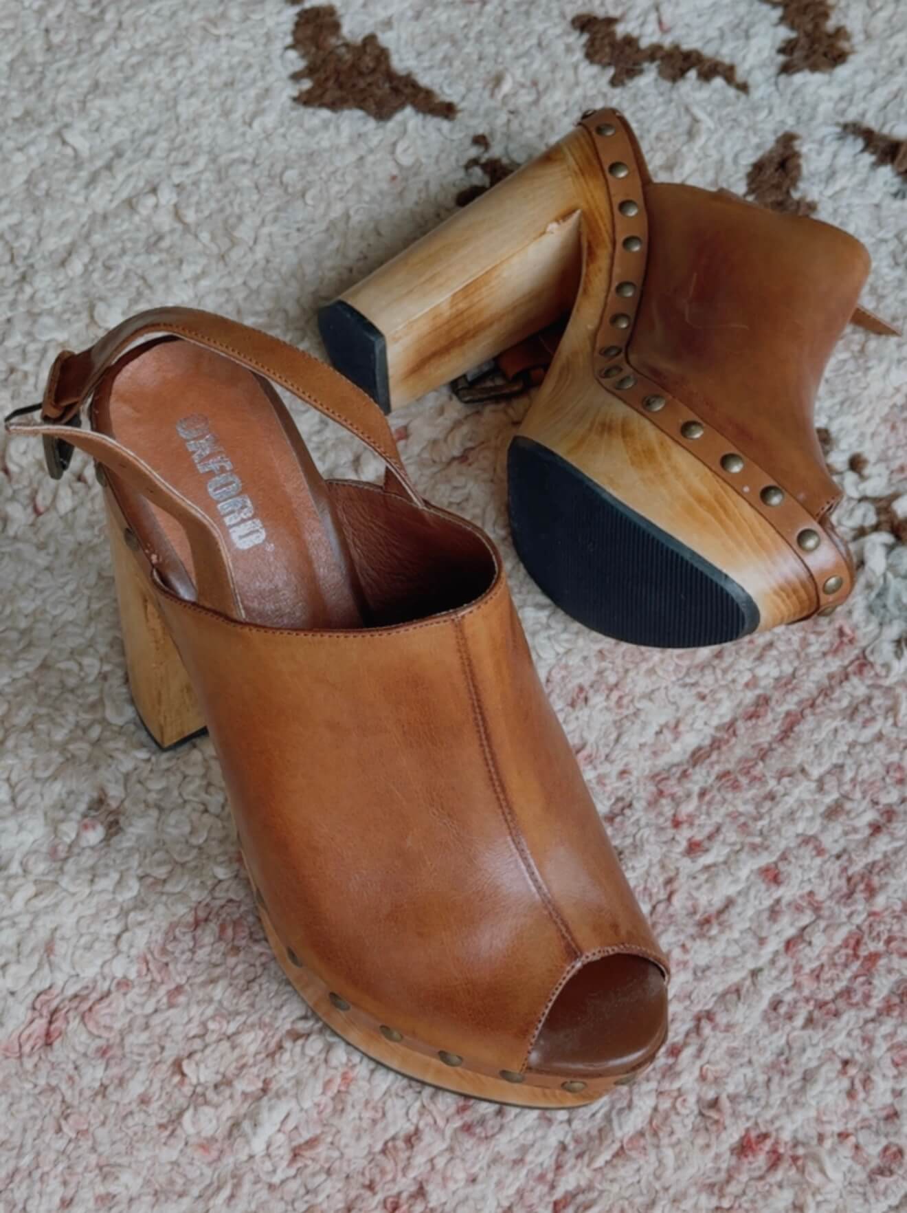 OXFORD // Tan Leather Heels // Size 38/8