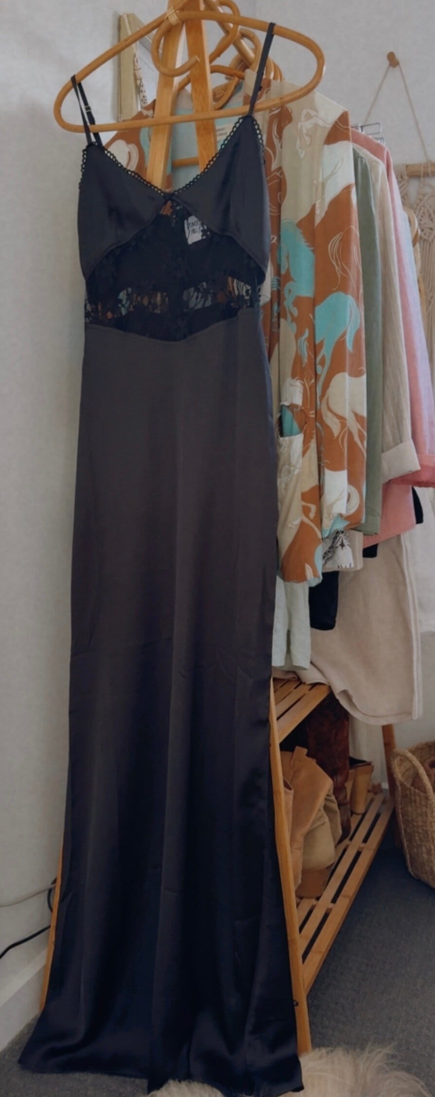 PRINCESS POLLY // Satin/Lace Dress // Black // Size 6