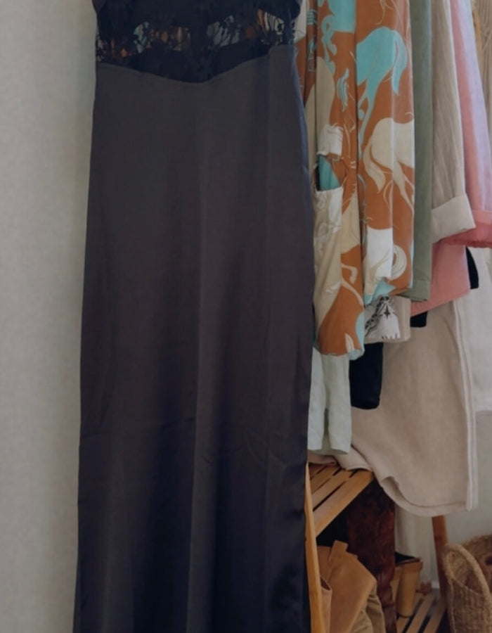 PRINCESS POLLY // Satin/Lace Dress // Black // Size 6