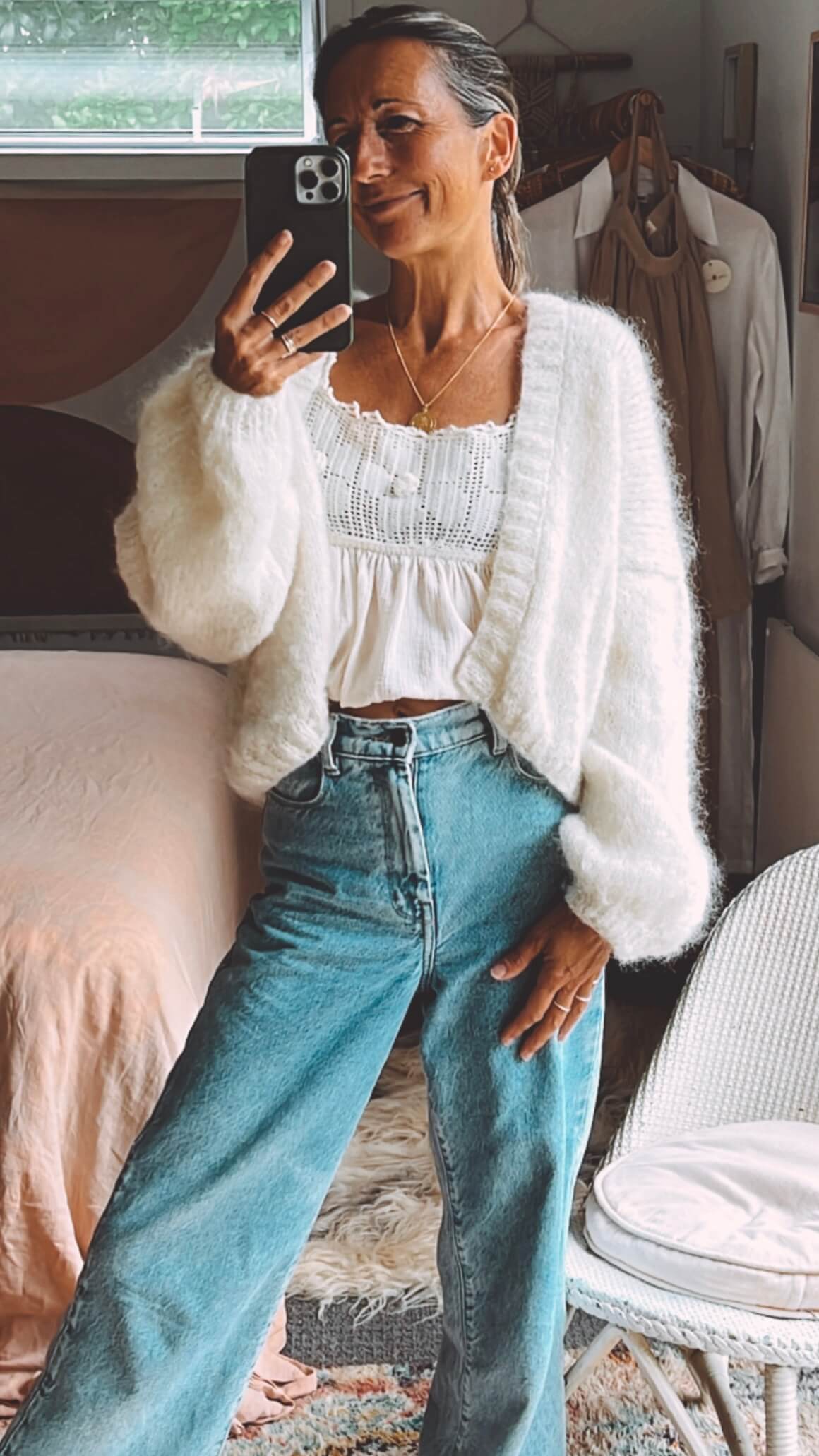 The Cropped Cardi // Cream Mohair // Free Size