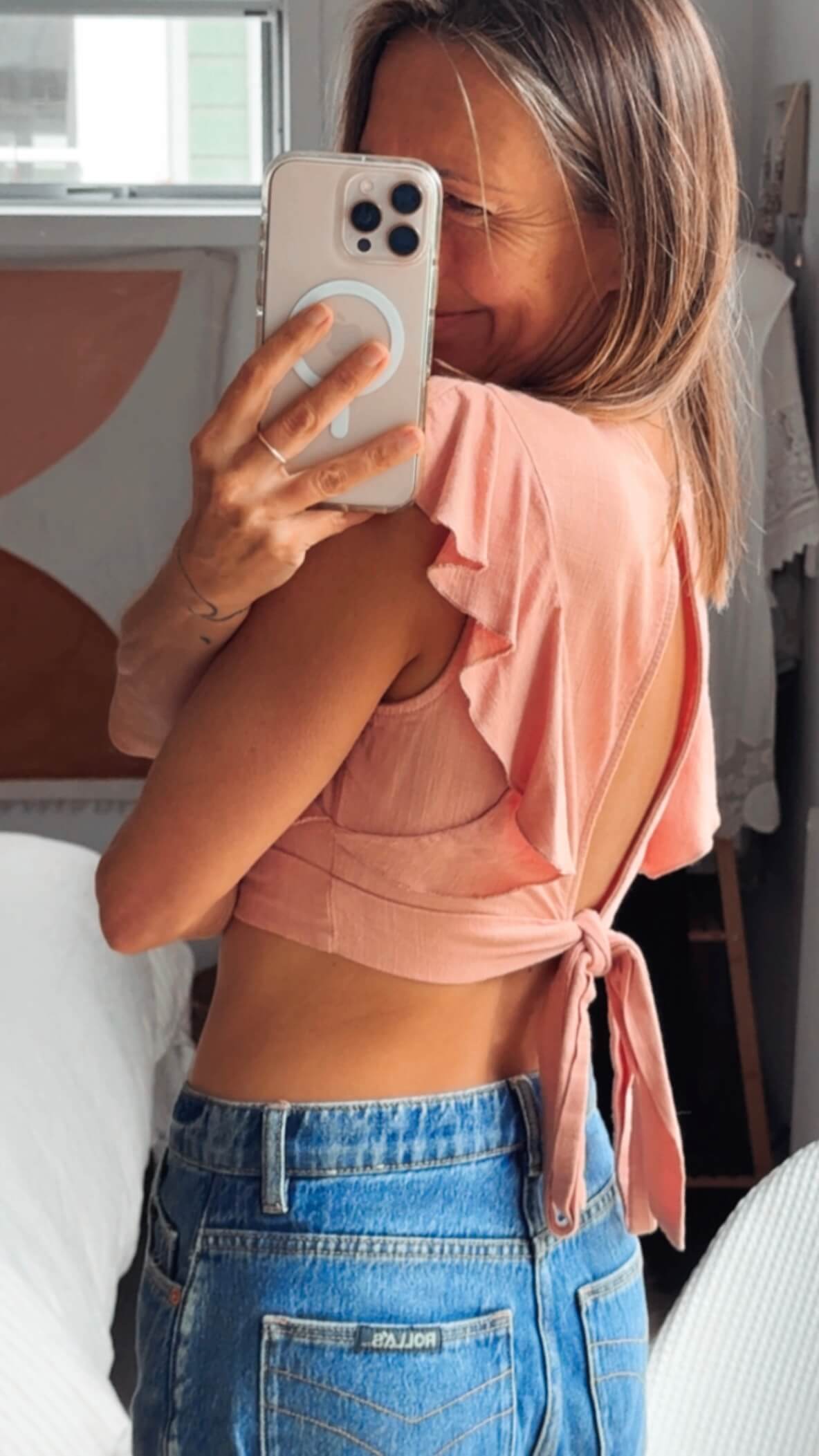 WHO I AM // Ruffle Crop Top // Dusty Pink // Size 8