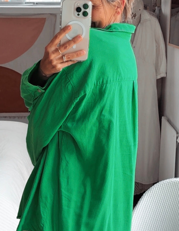 Linen Shirt // Parakeet Green // Free Size