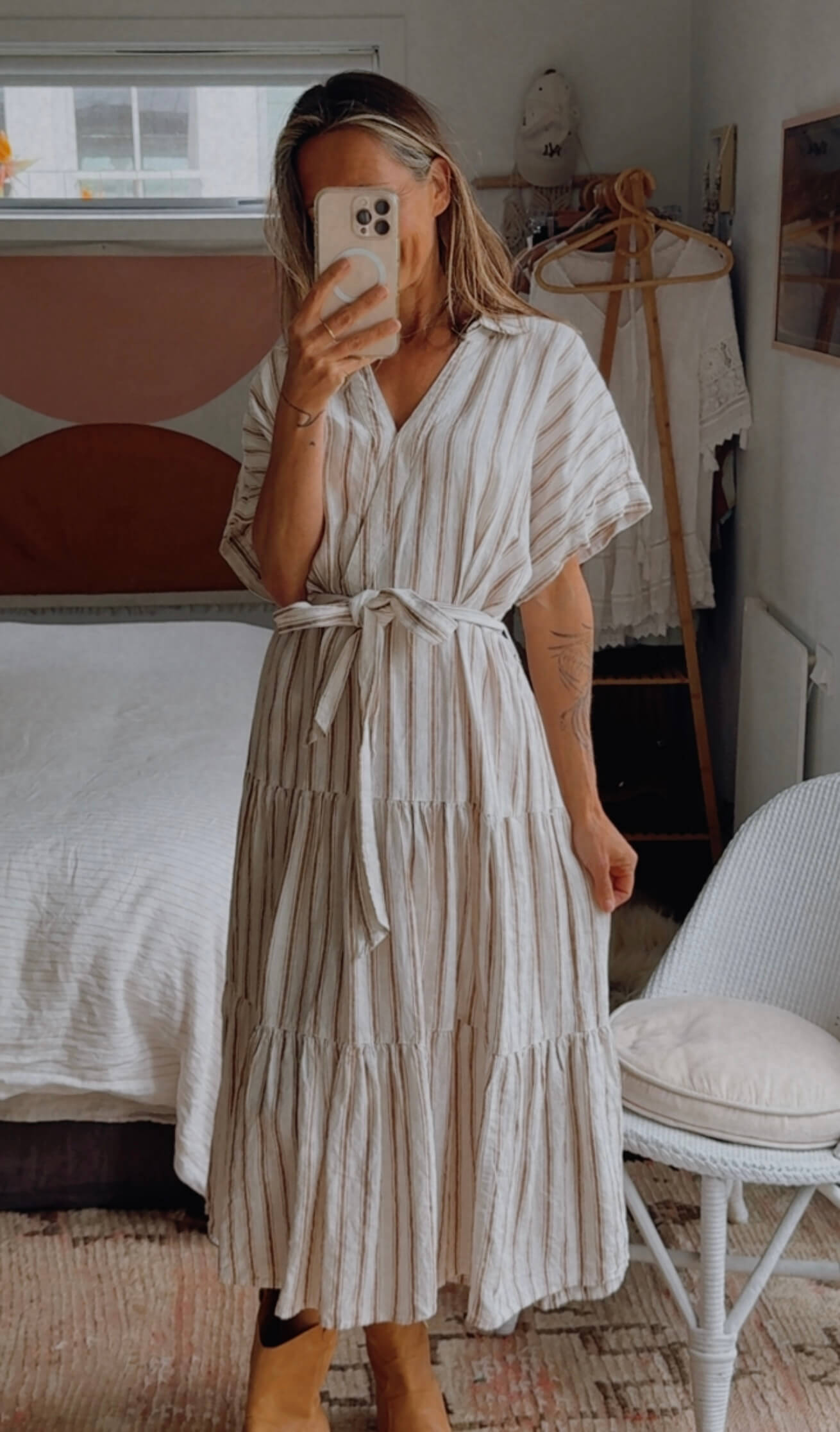 TARGET // European Linen Tiered Dress // Free Size (Size L)