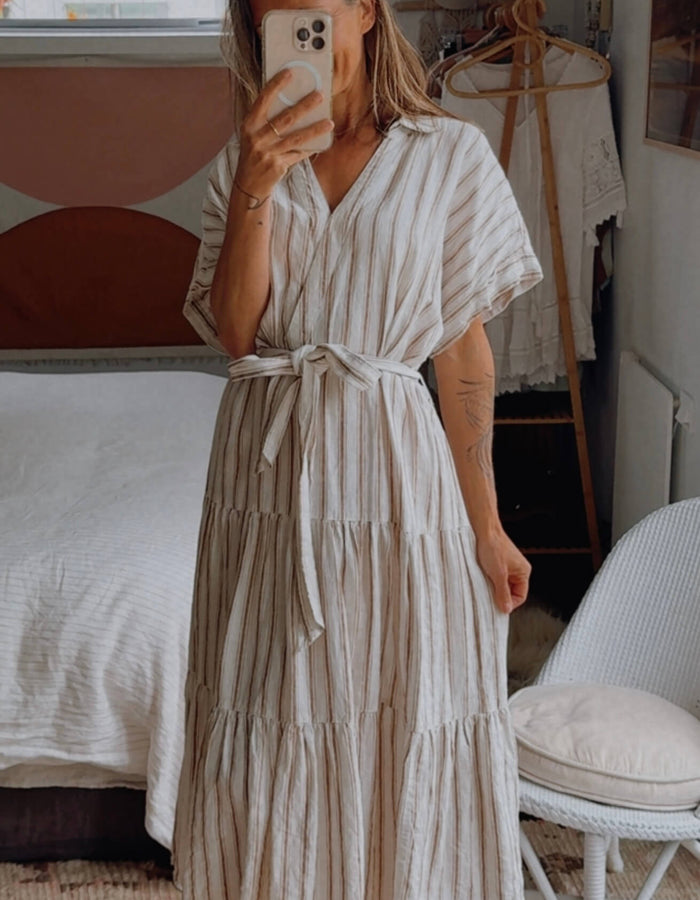 TARGET // European Linen Tiered Dress // Free Size (Size L)