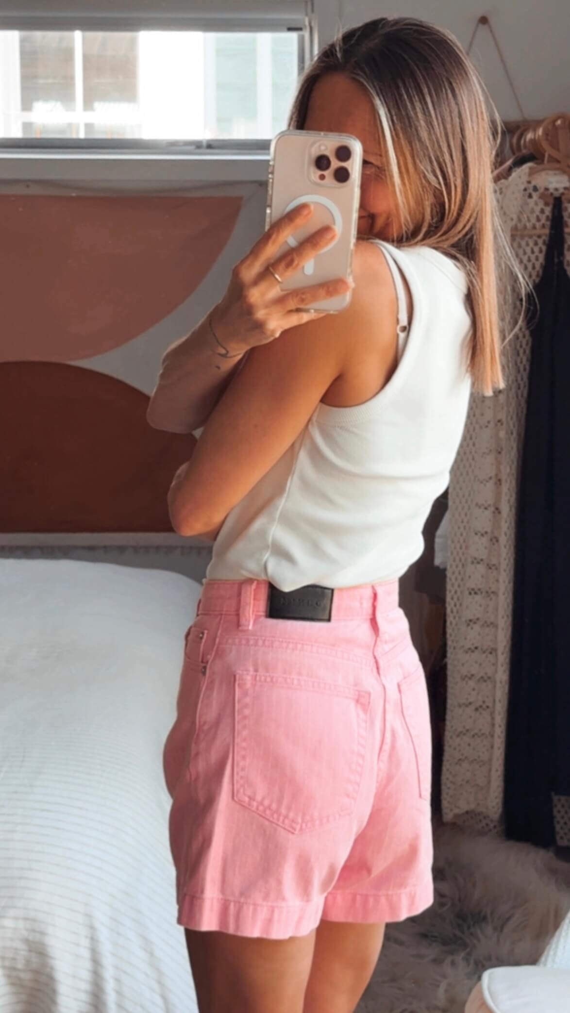 GLASSONS // High Waist Pink Pinstriped Short // Size 6