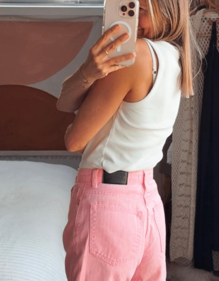 GLASSONS // High Waist Pink Pinstriped Short // Size 6