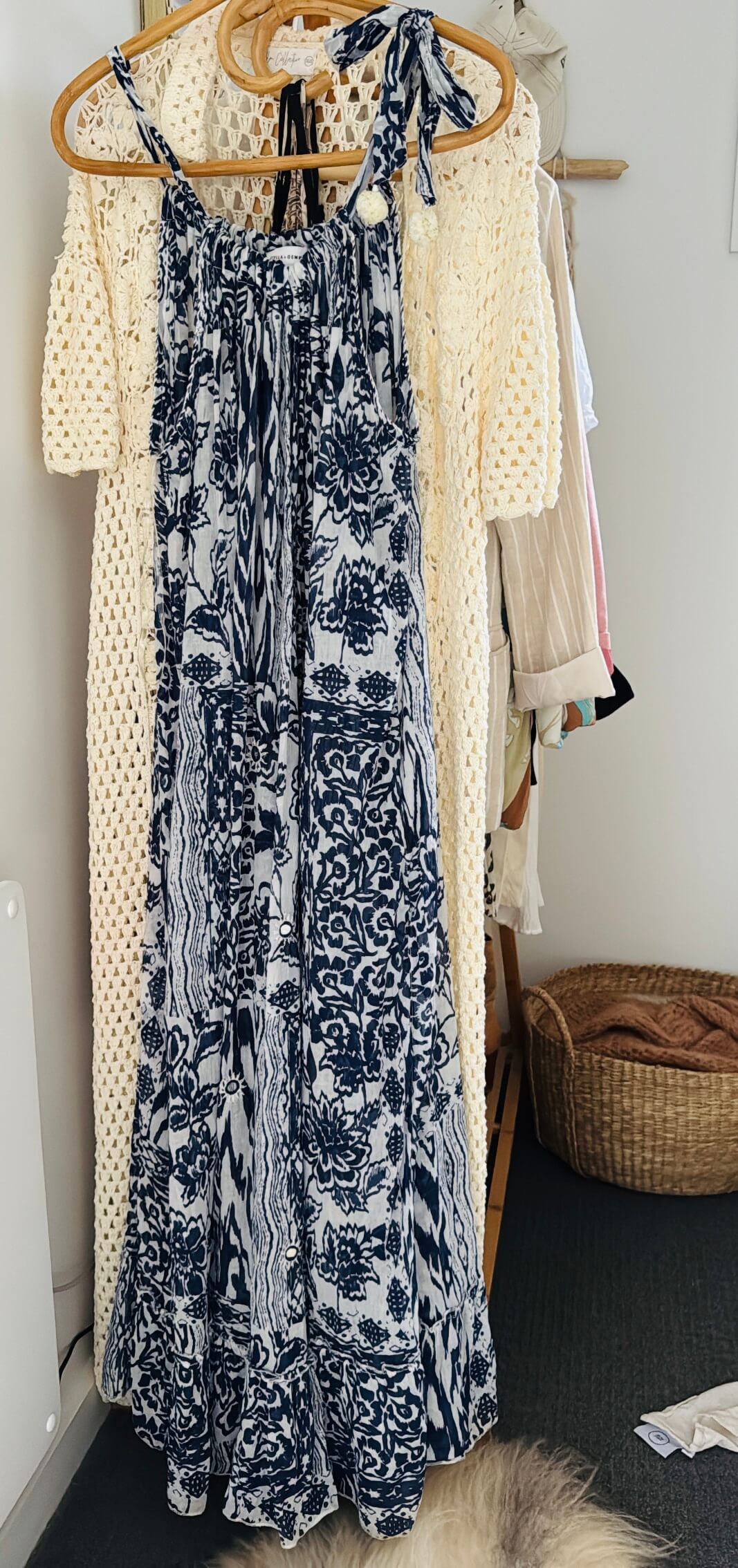STELLA + GEMMA // Grecian Cotton Maxi // Navy/white // Small