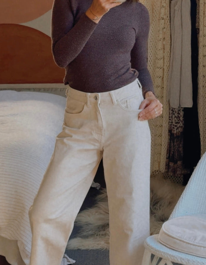 ONLY // ONLJUICY Wide Leg Jeans // Ecru // US 27/NZ 8
