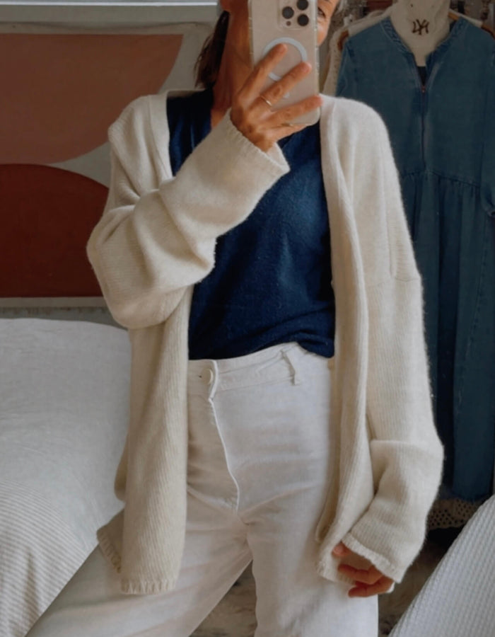 MEG BY DESIGN // Oversized Pure Wool Cardi // Cream // Free Size