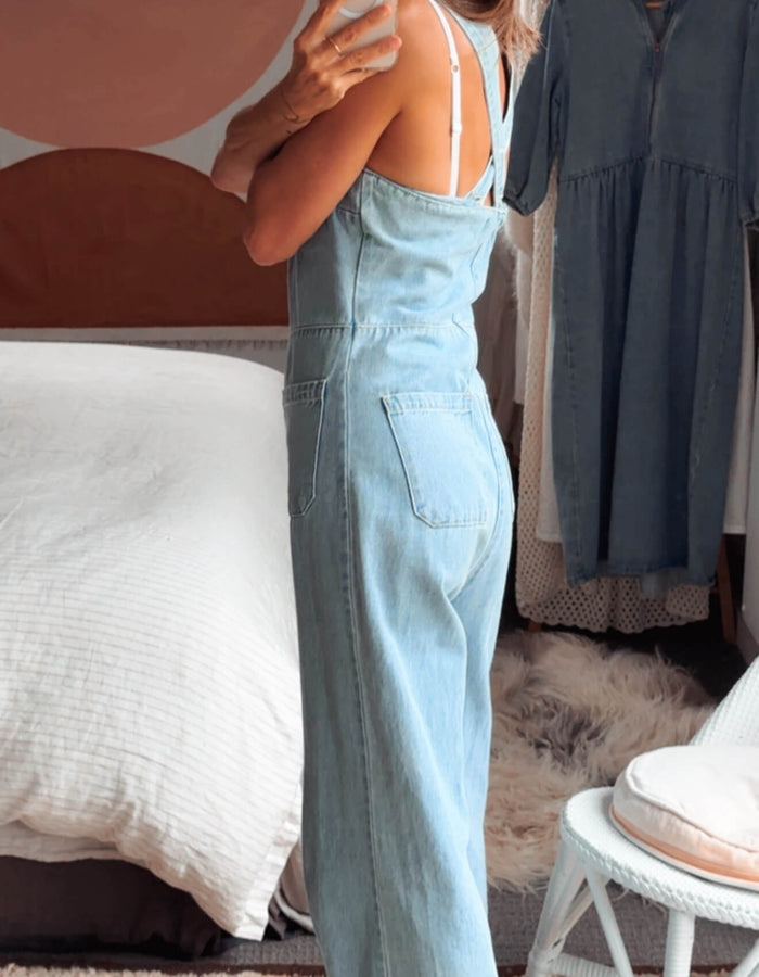 ROLLA'S // Sailor Jumpsuit // Pale Blue Denim // Small (best fit tall size 8)