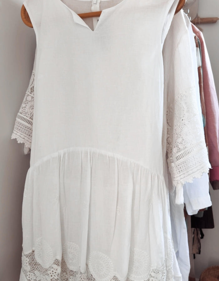 BLAK // Cotton Crochet Lace Mini Dress // White // Size 8